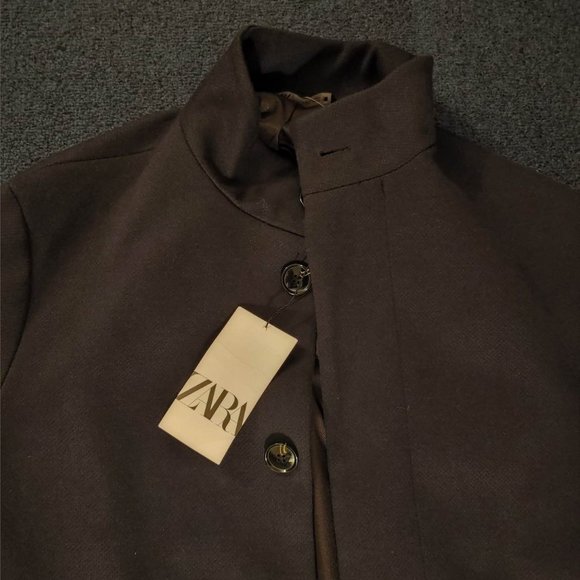 ZARA Men's Trench Coat- New with Tags - Size Large - Dark Navy Blue